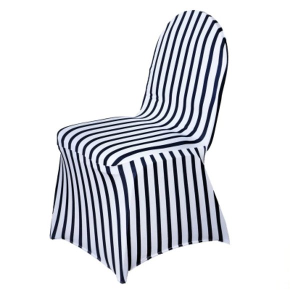 Black/White Striped Spandex Stretch Banquet and Fitted 300 Chair Cover - Picture 3 of 3